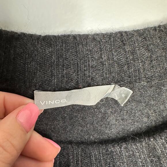 Vince Women's Dark Gray Light Weight 100% Cashmere Crew Neck Sweater Size M - Picture 2 of 8
